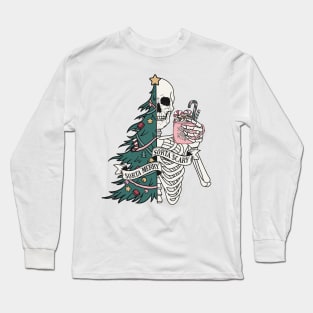 Sorta Merry Sorta Scary Christmas Tree Skeleton Fun Long Sleeve T-Shirt